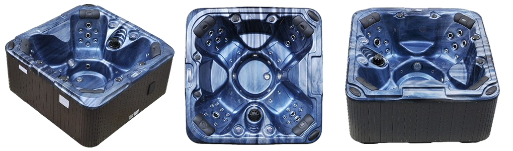 4 person hot tub (san marino plug and play) birds eye and side view