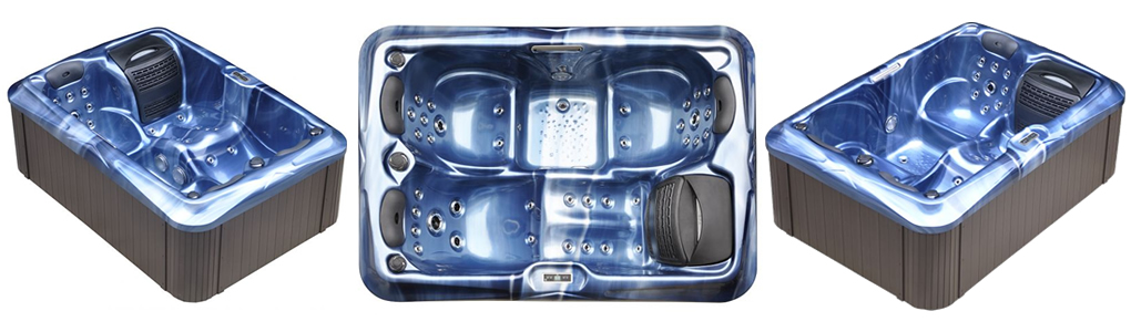 plug and play 4 person hot tub (san marino) birds eye and side view